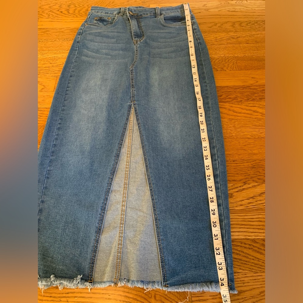 Vinizbena crossover waist slit front stretchy denim skirt size M - Picture 6 of 12